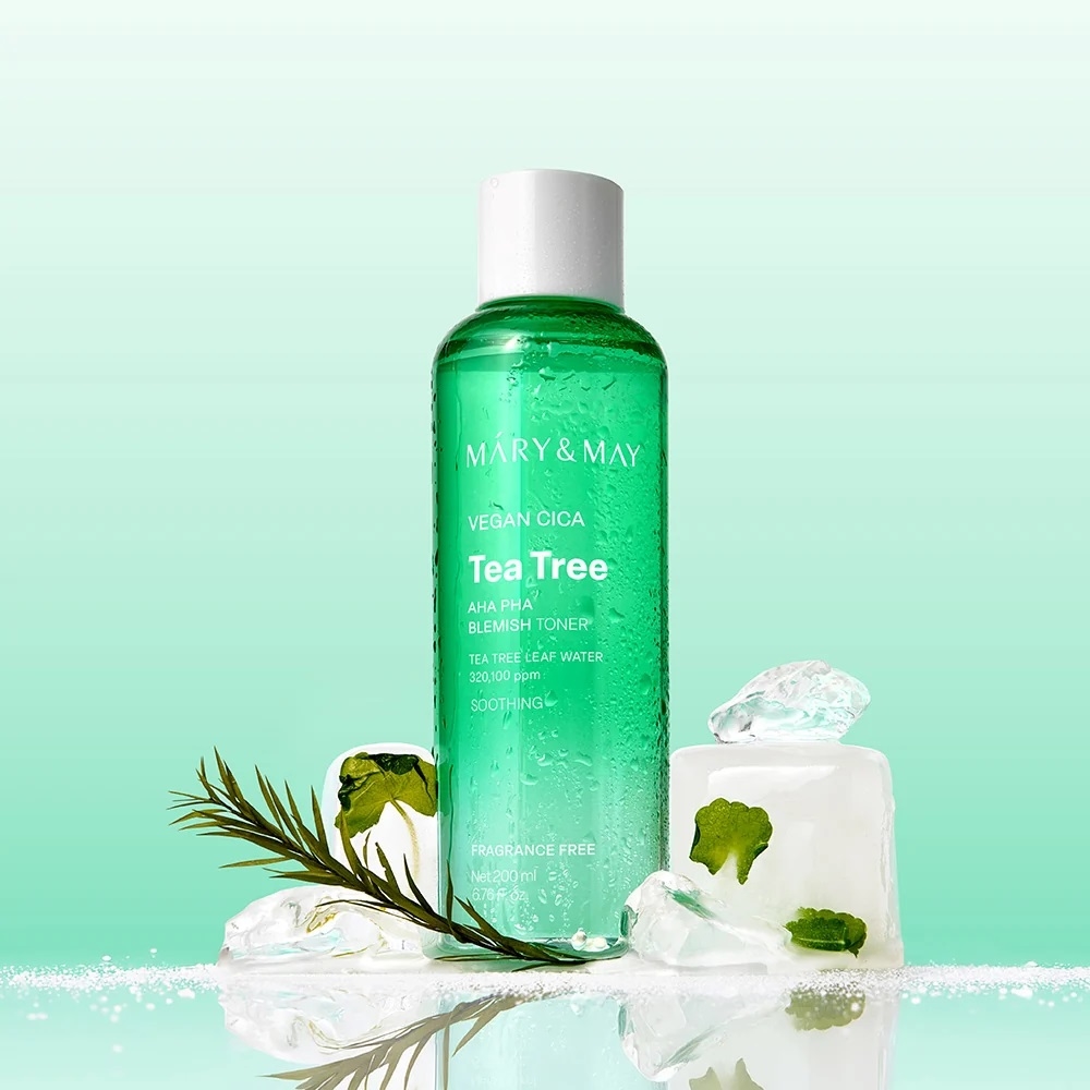 Тонер для проблемной кожи с экстрактом чайного дерева и кислотами Mary&May Vegan CICA Tea Tree AHA PHA Blemish Toner