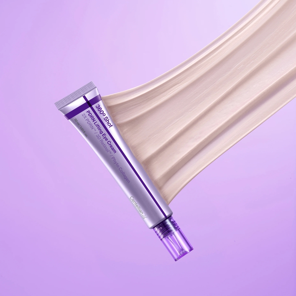 Текстура лифтинг-крема Centellian24 360º Shot PDRN Lifting Eye Cream — демонстрация эластичности и плотности средства