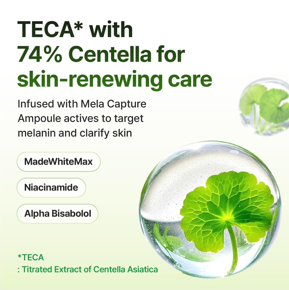 Состав пэдов Centellian24 Madeca Mela Capture: 74% центеллы азиатской, ниацинамид и комплекс TECA для обновления кожи.